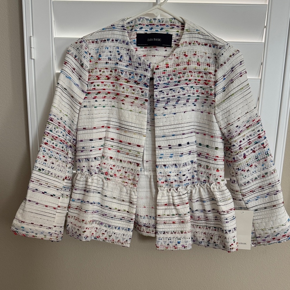 Zara Women's METALLIC BLAZER WITH PEPLUM